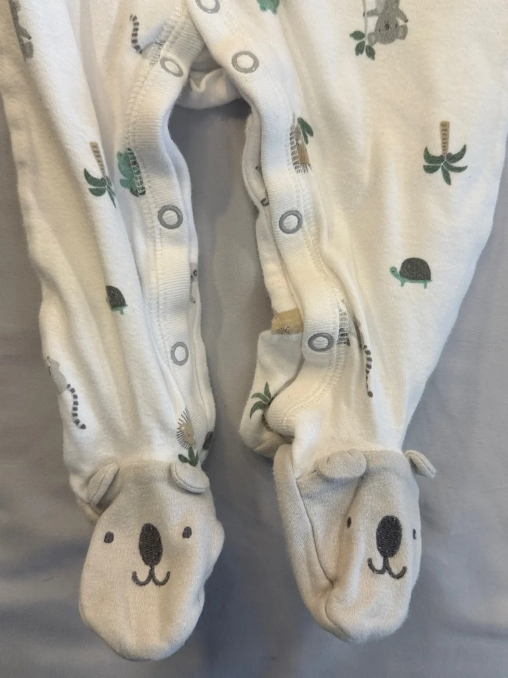 Carter's Cream Jungle Animal Footed One-Piece with Green Accents - Picture 3 of 3